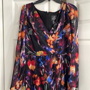 Adrianna Papell Watercolor Floral Chiffon Gown